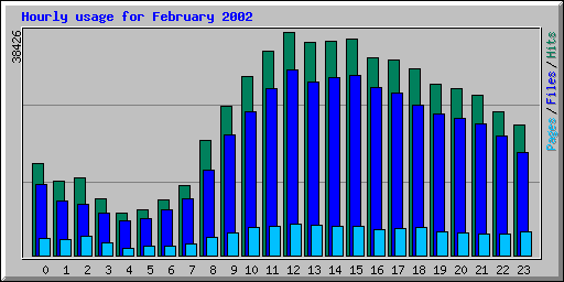 Hourly usage for February 2002